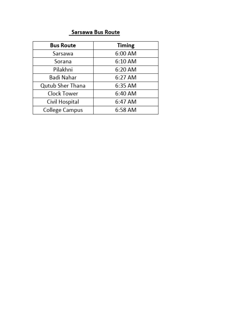 Bus Route-1 | PDF