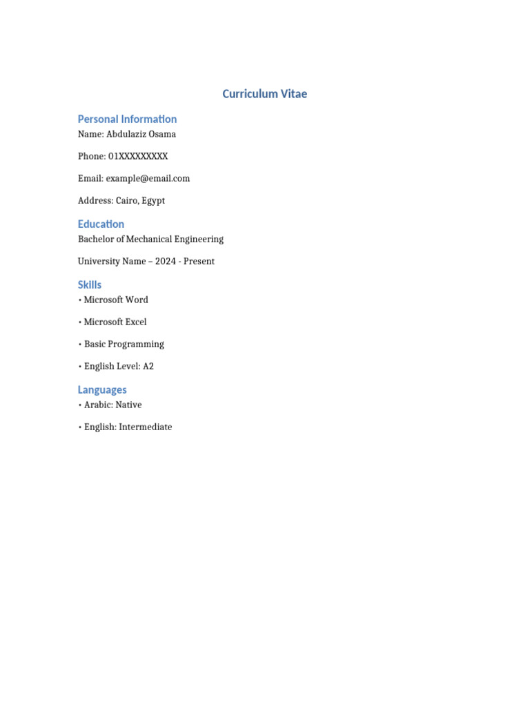 Sample CV Practice | PDF