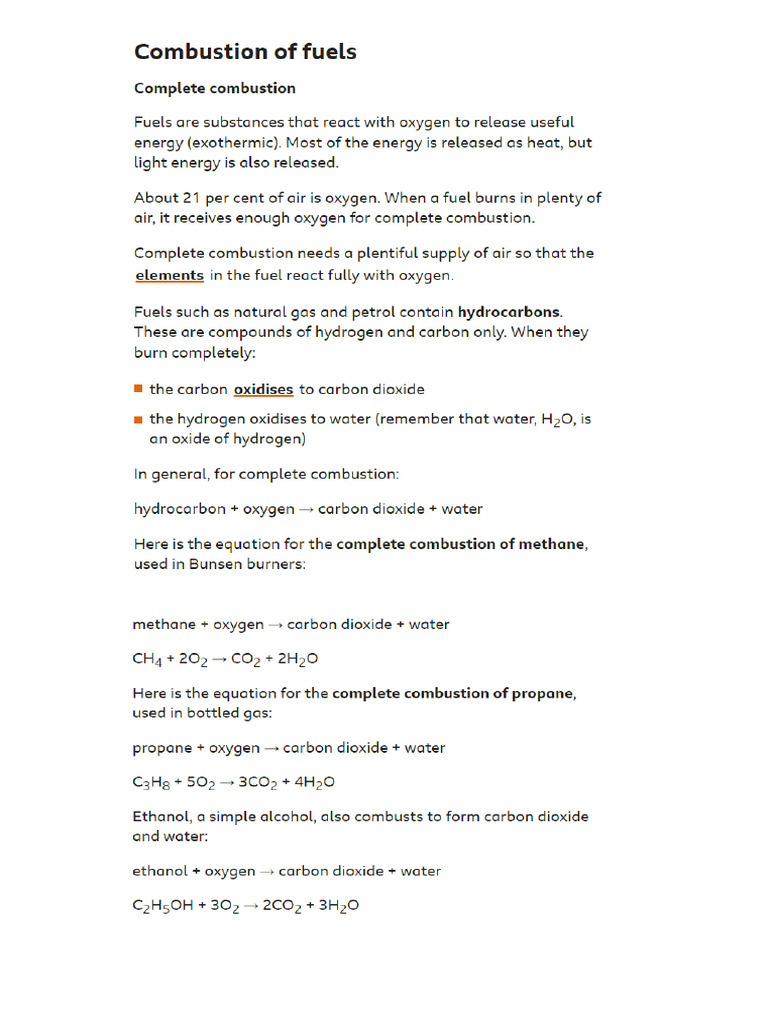 Combustion Revision | PDF
