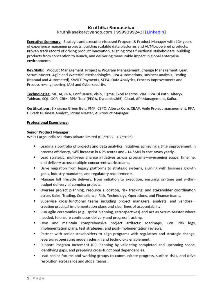 Kruthika Resume | PDF | Agile Software Development | Information Technology