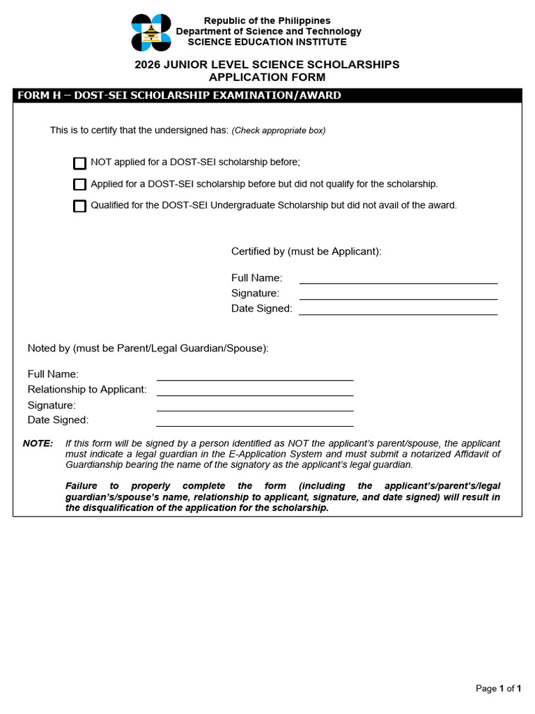 2026 JLSS Application Form H | PDF