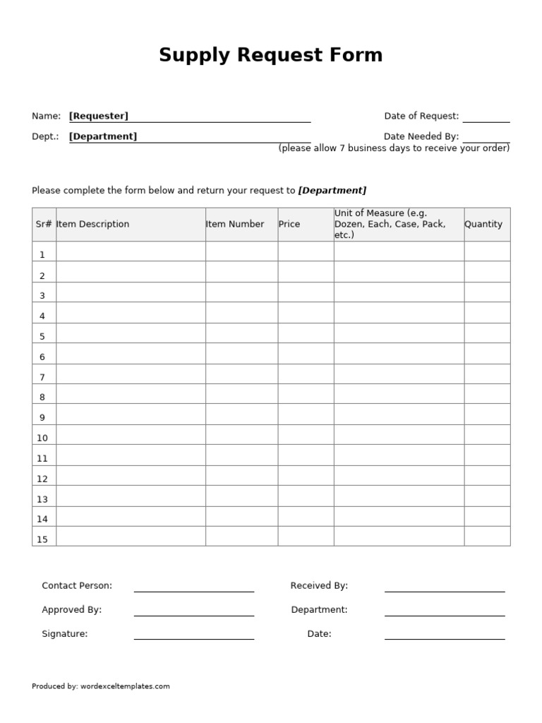Supply Request Form | PDF