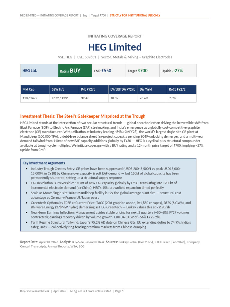 HEG Initiating Coverage 2026 | PDF