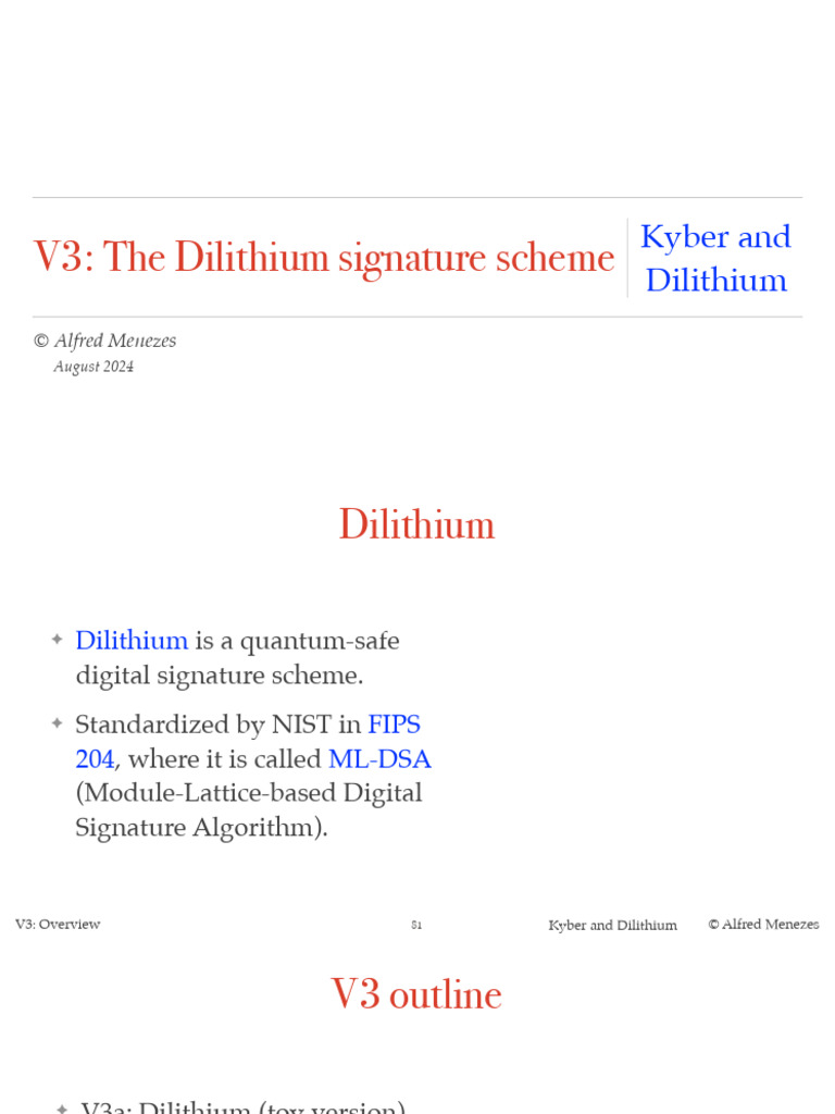 V3 Slides Kyber and Dilithium | PDF | Algorithms | Cryptography