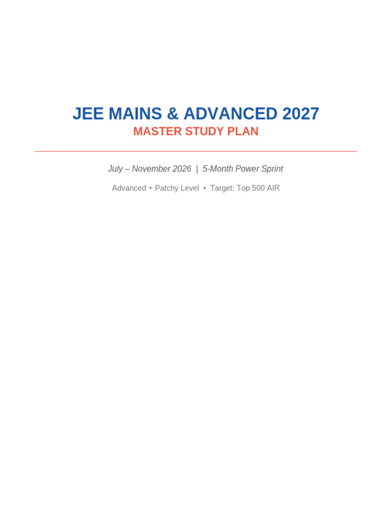 JEE 2027 Study Plan | PDF | Chemistry | Physics