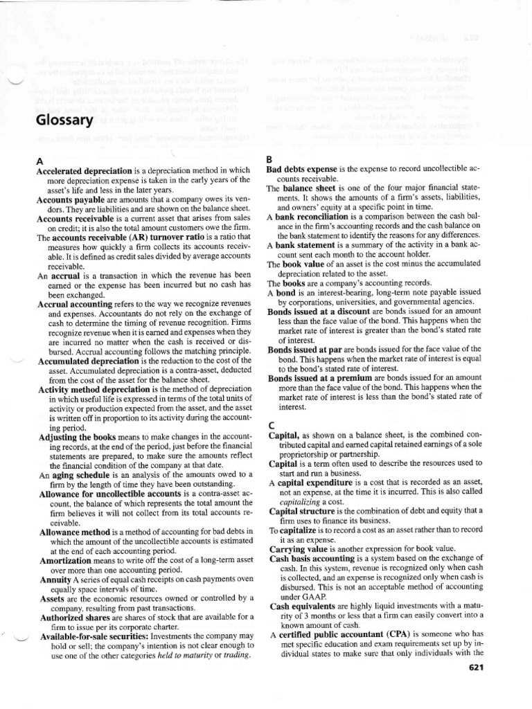 Financial Accounting Glossary | PDF | Stocks | Depreciation