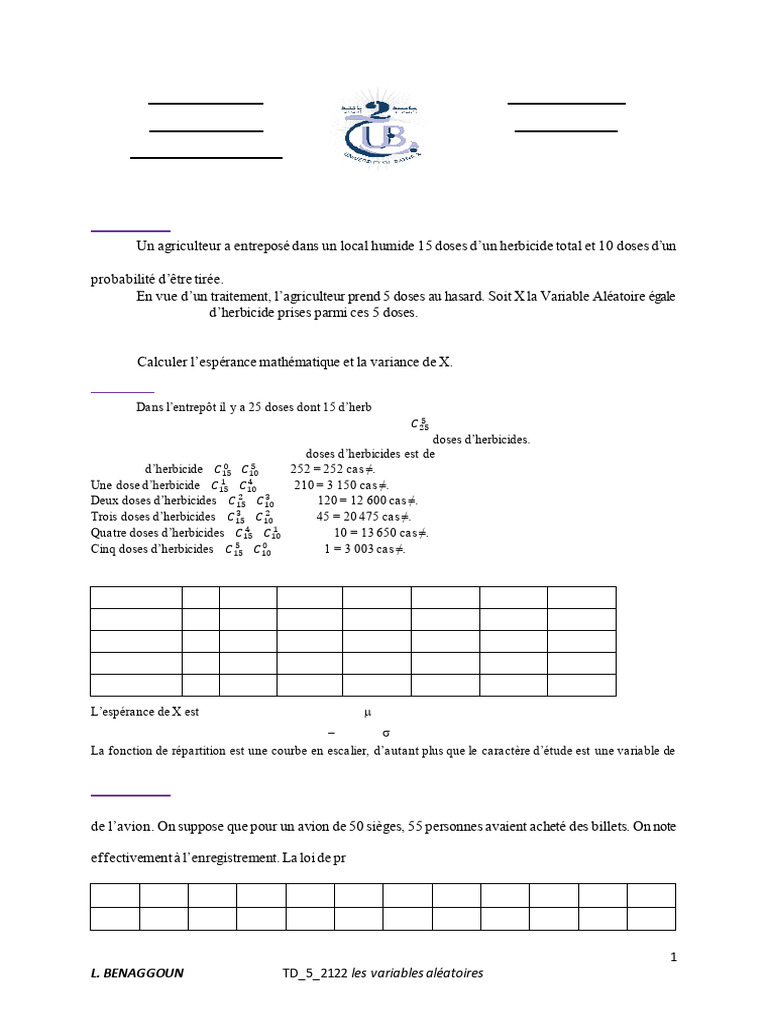 Corrige Type Td5 2122 | PDF | Variable aléatoire à densité | Probabilité