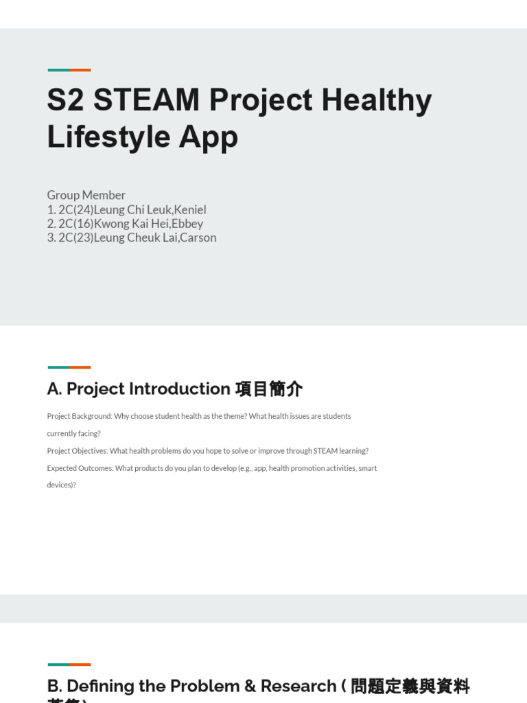 S2 STEAM Project Healthy Lifestyle App | PDF