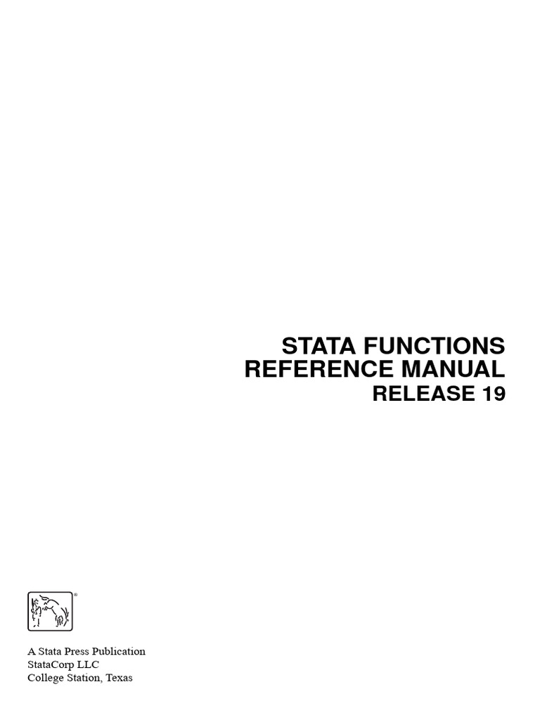 Stata Funcetions Reference Manual | PDF | Matrix (Mathematics ...