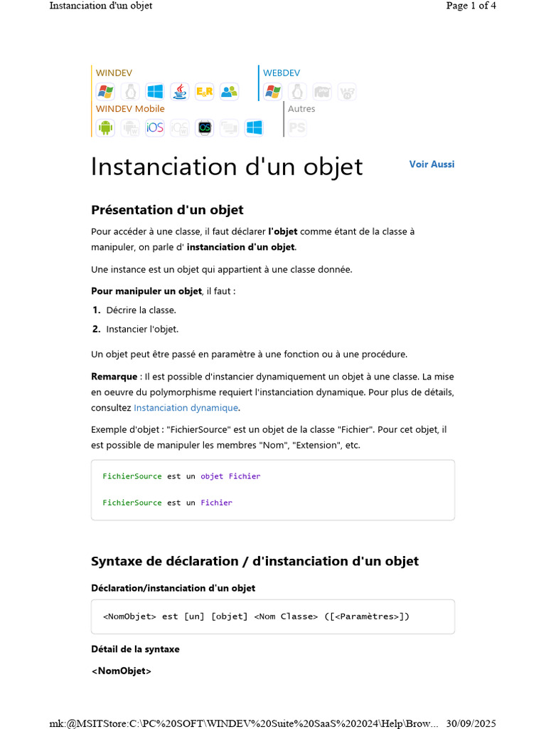 Instanciation D'un Objet | PDF | Programmation informatique | Informatique