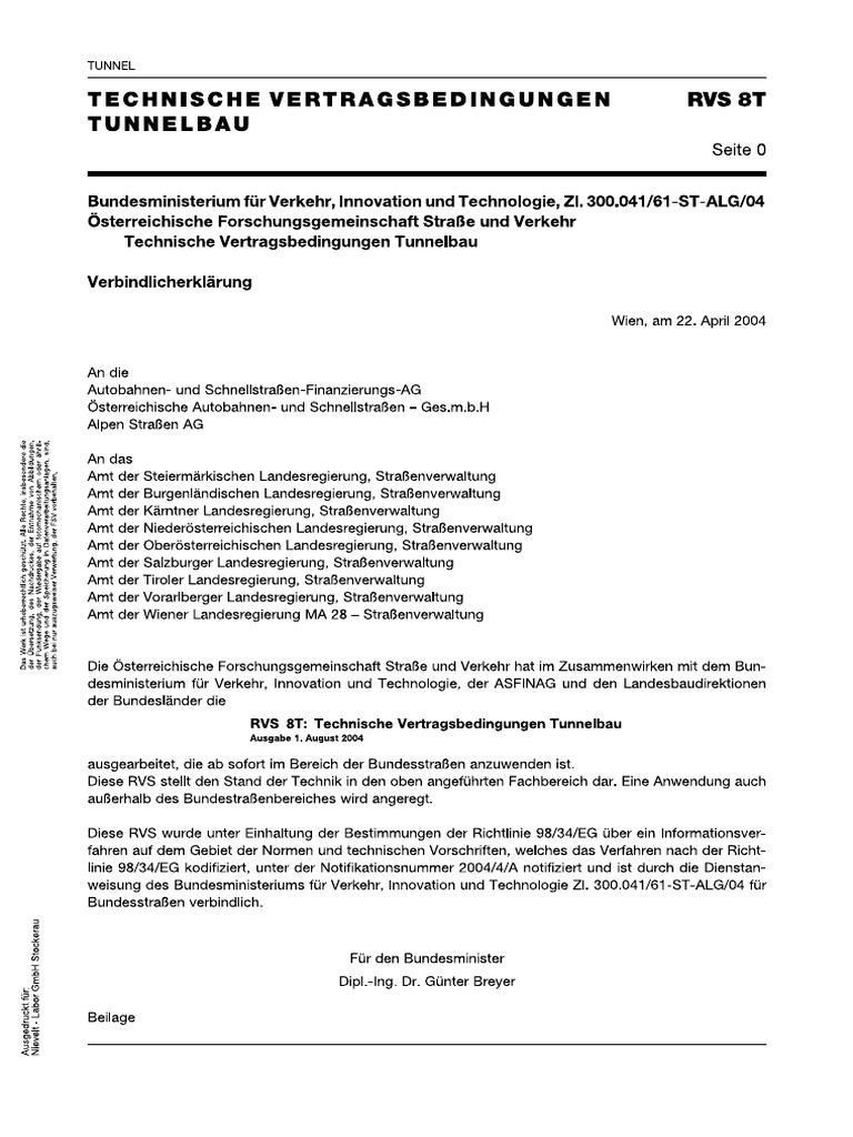 RVS 08.43.01 Allgemeines (Aug. 2004) | PDF