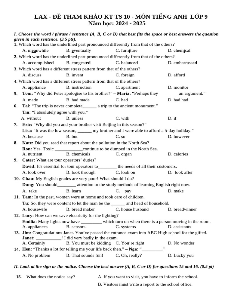 Đề -Ta9 - Le Anh Xuan - Ktts 10 | PDF | Ho Chi Minh City | Vietnam