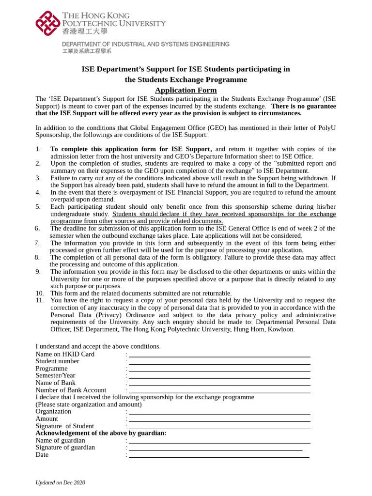 ISE Sponsorship Application Form 2020 Dec | PDF