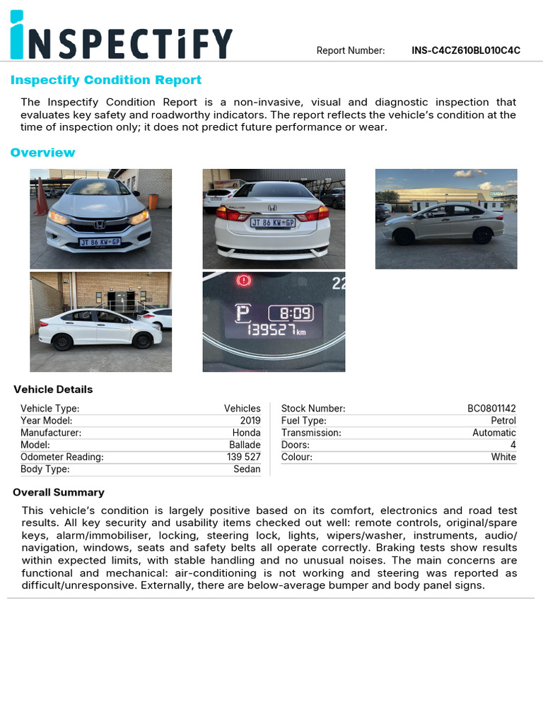 Condition Report - BC0801142_InspectionReport1778064632172 | PDF | Axle ...