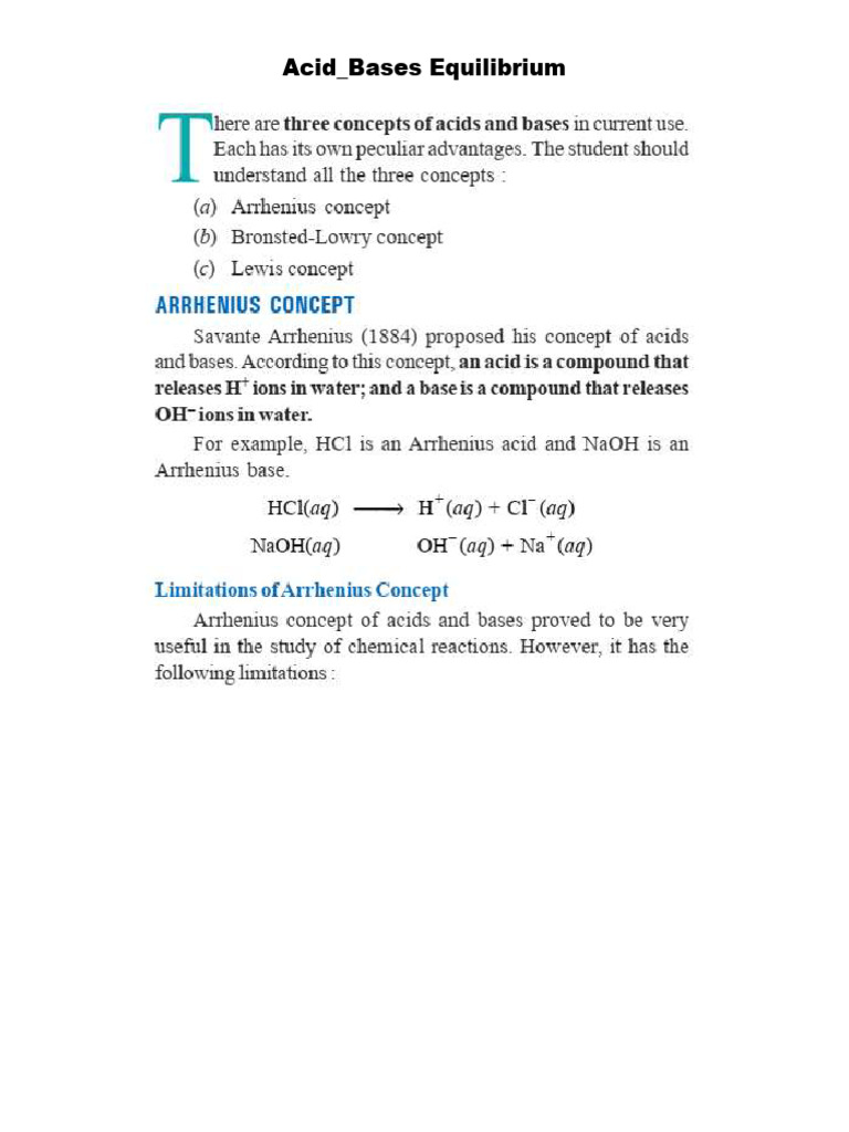 Acid Base equilibrium | PDF