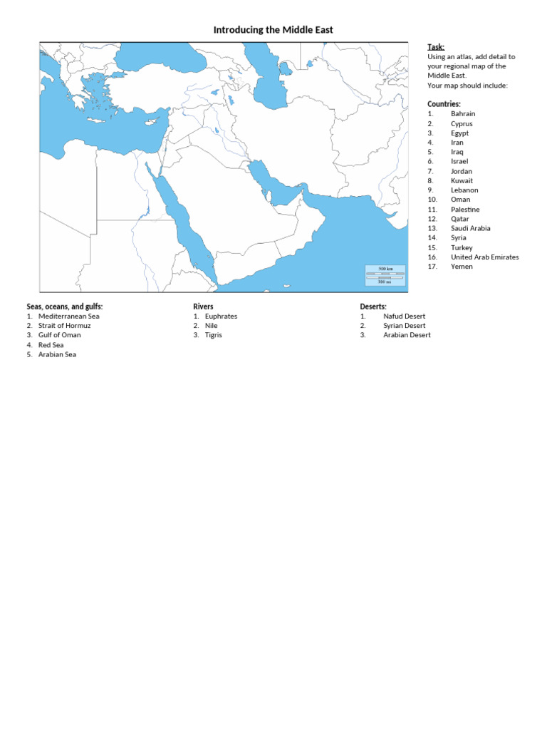 Map of The Middle East | PDF | Arabian Peninsula | Middle East