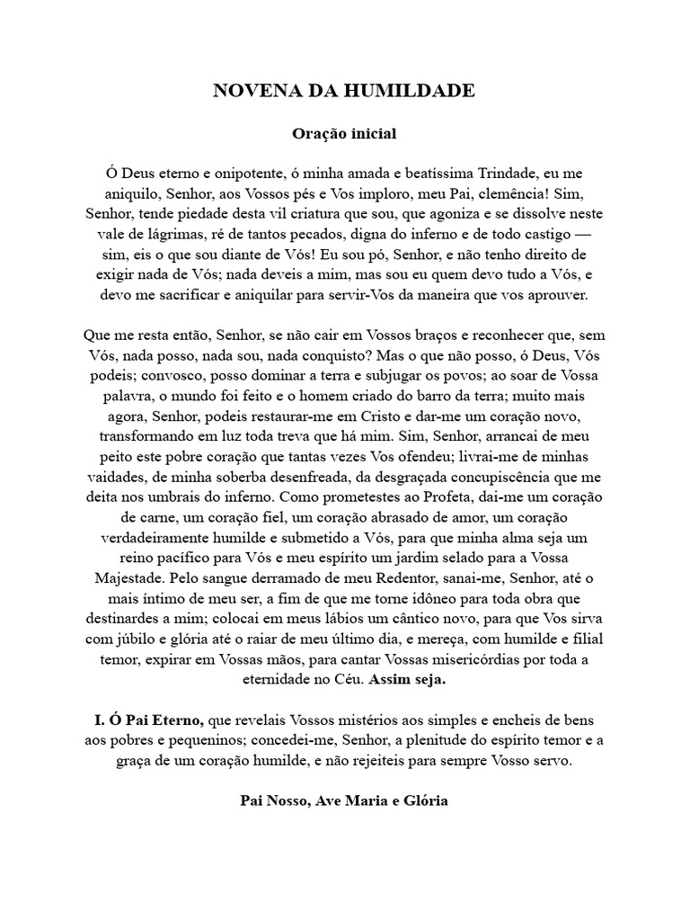 Novena Da Humildade | PDF | Graça no cristianismo | Jesus