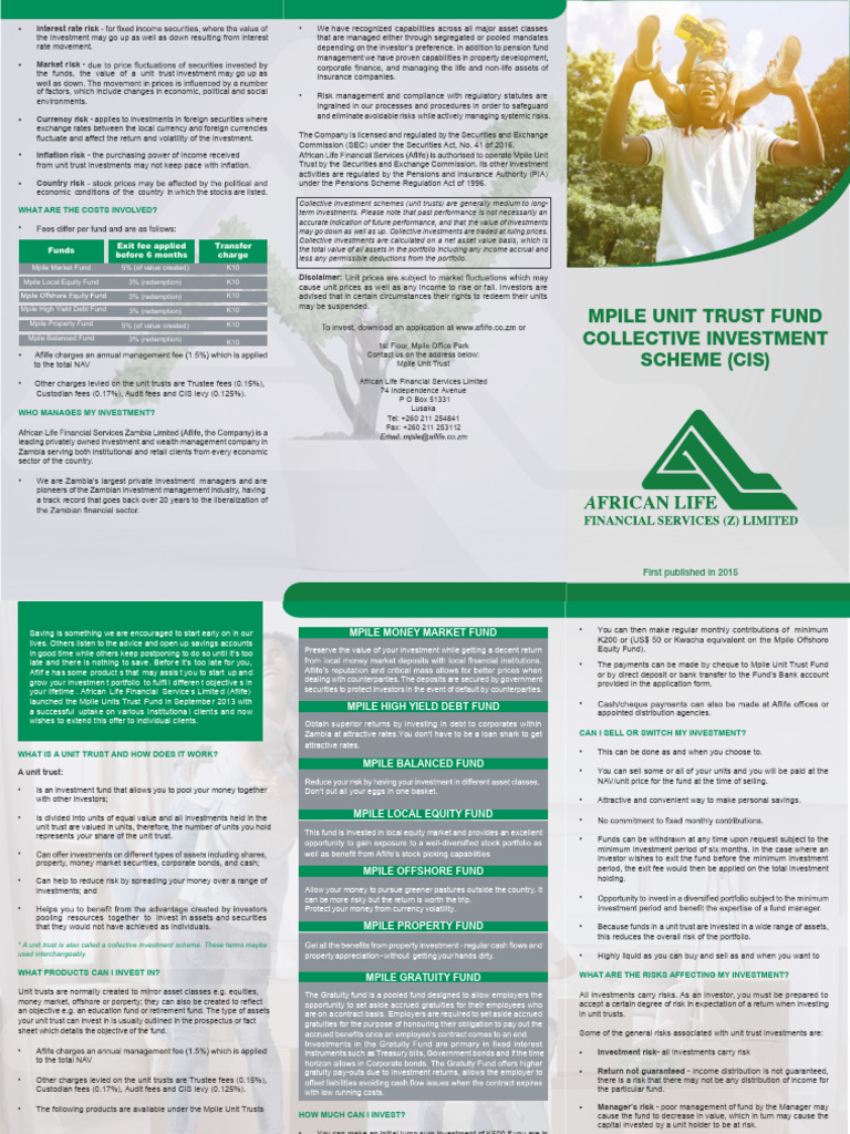 Aflife Mpile Unit Trust Brochure | PDF | Investment Fund | Investing