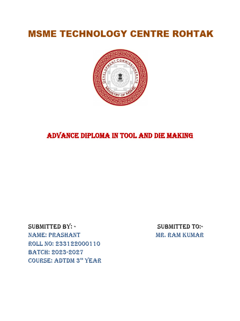 Practical File Front Page ADTDM PRASHANT | PDF