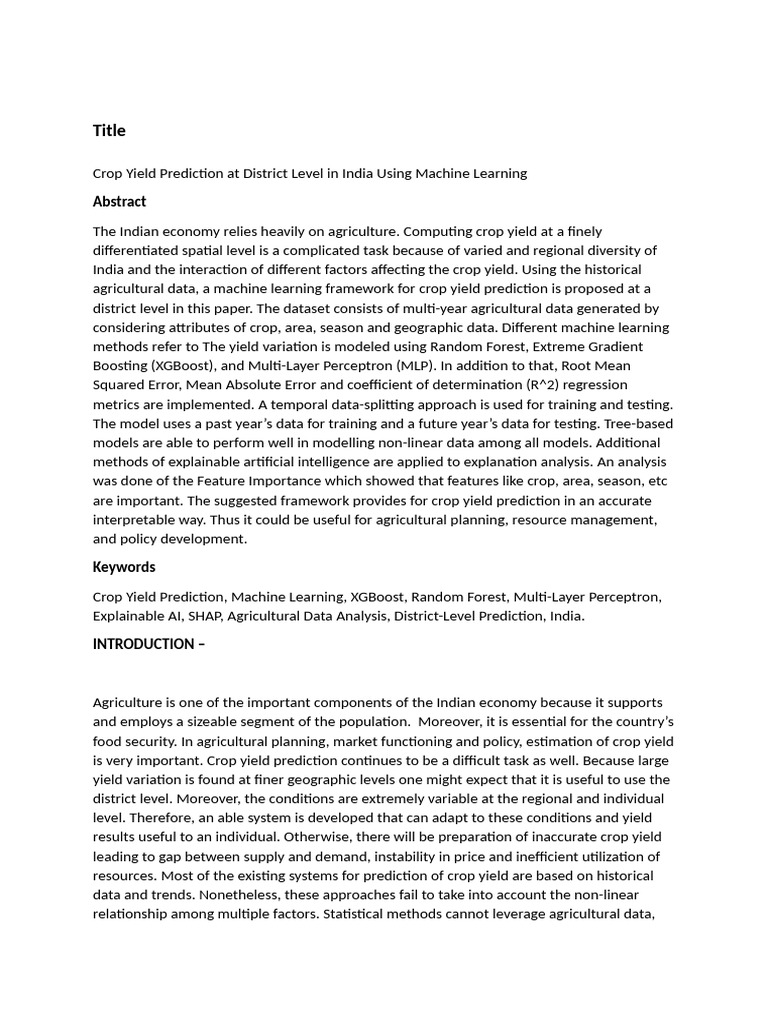 RAW Capstone Paper Repharesd | PDF | Machine Learning | Prediction