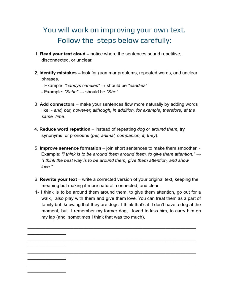Homework 3 - Text Correction and Linking words usage - Laura | PDF ...