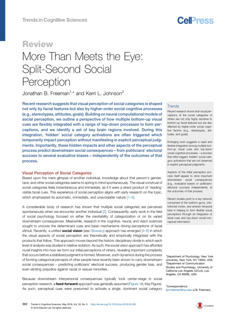 Freeman & Johnson, 2016 | PDF | Perception | Stereotypes