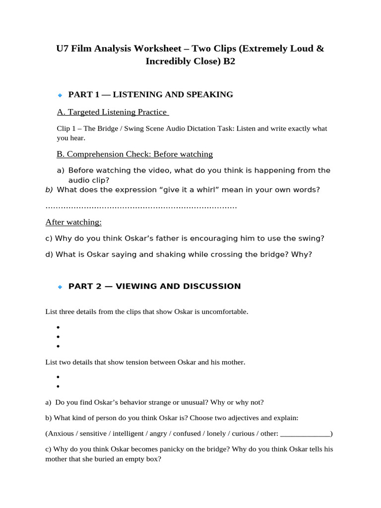 Film Analysis Worksheet | PDF | Psychology | Behavioural Sciences