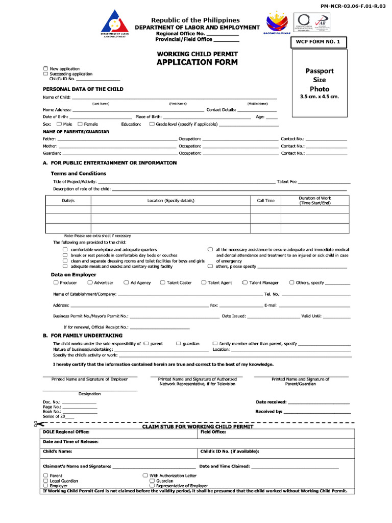 PM NCR 03.06 F.01 R.03 WCP Application Form | PDF