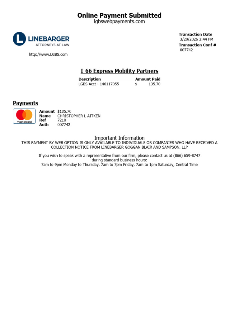 Linebarger Receipt | PDF
