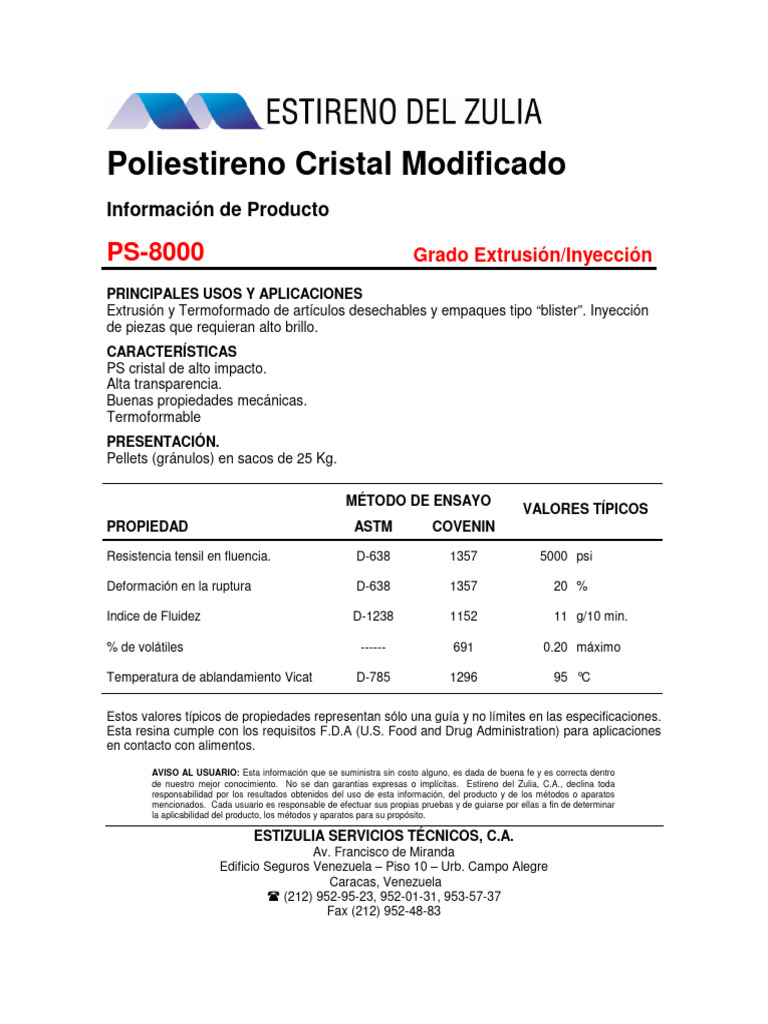 PS 8000 | PDF | Poliestireno | Ingeniería mecánica