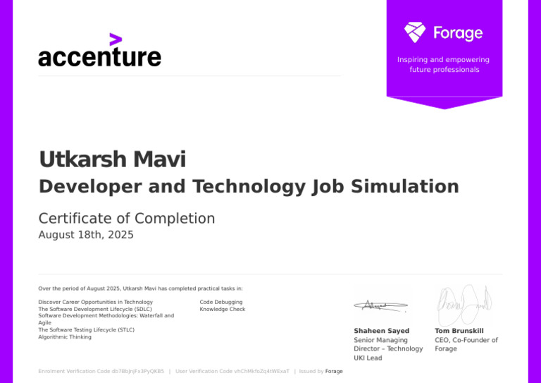 Utkarsh Accenture Certificate | PDF
