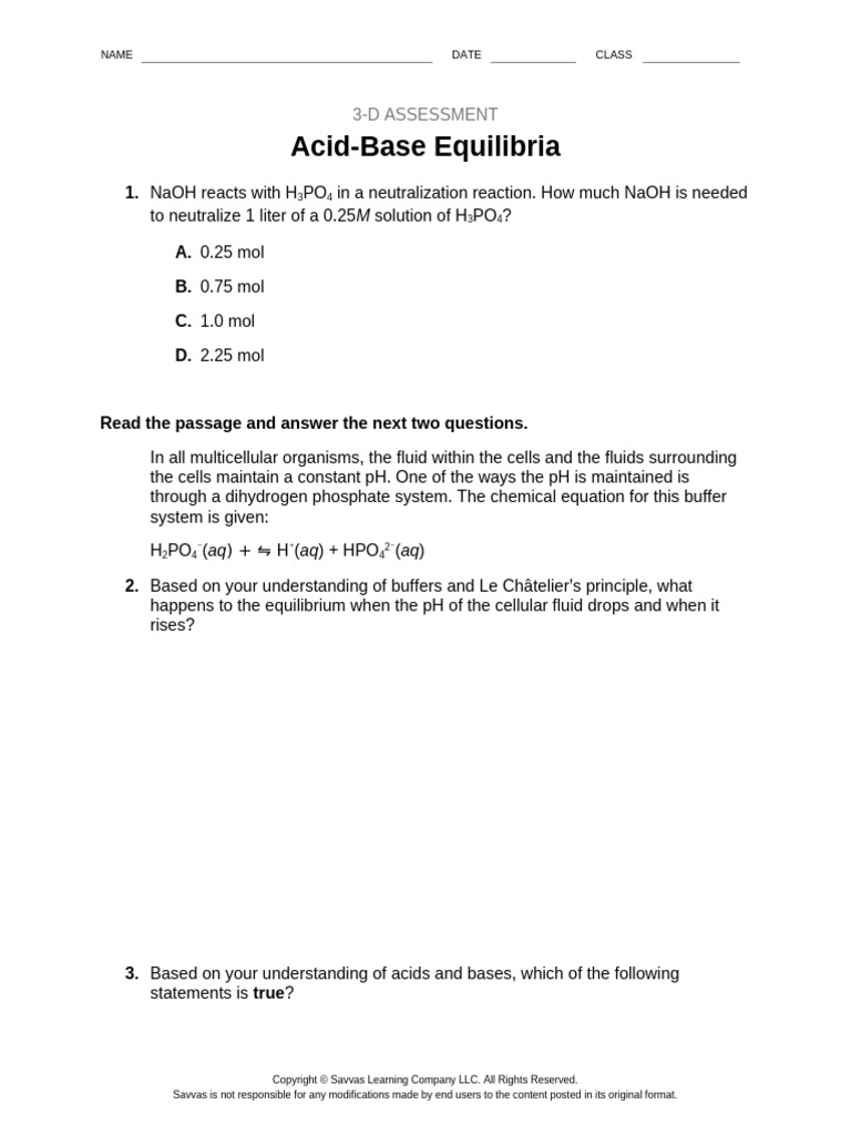 CHEM21 AB NA Investigation Test | PDF | Buffer Solution | Acid