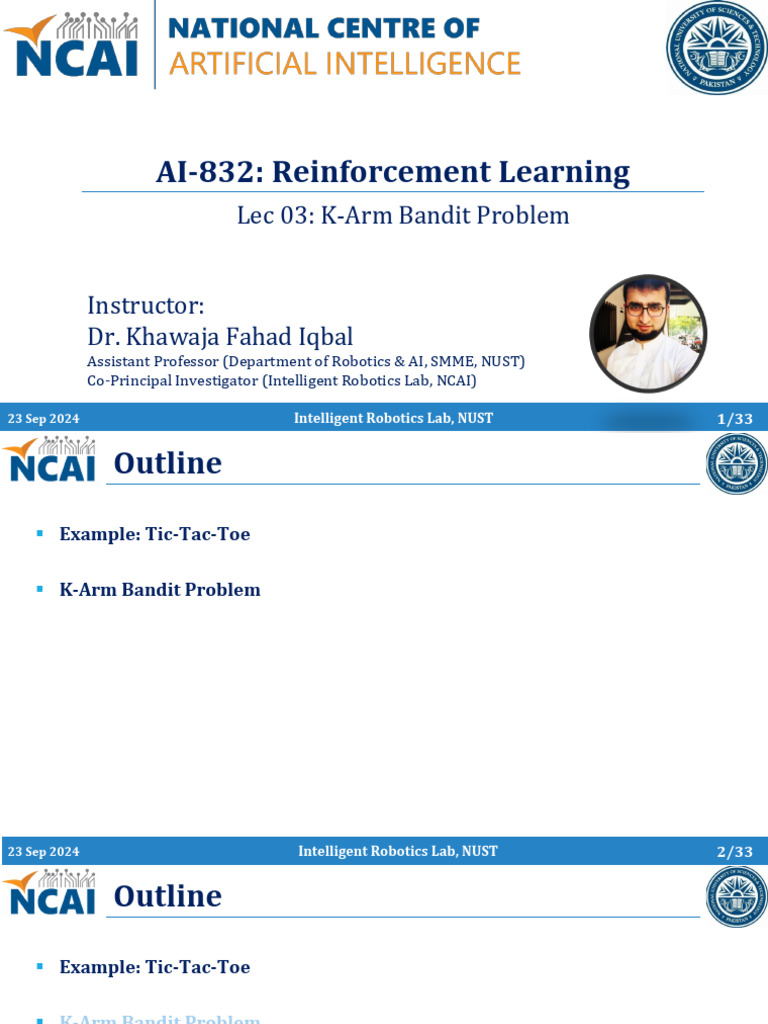RL - Lec 03 - K Arm Bandit Problem | PDF | Applied Mathematics