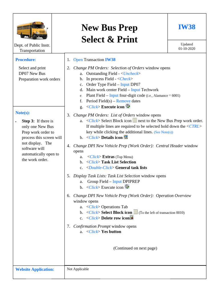 Work Order New Bus Prep Select Print IW38 (6) | PDF | Chess | Software