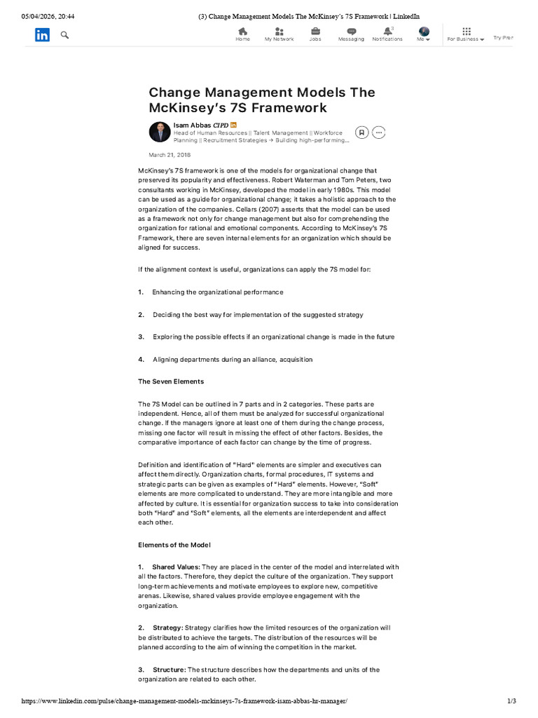 (3) Change Management Models the McKinsey’s 7S Framework _ LinkedIn ...