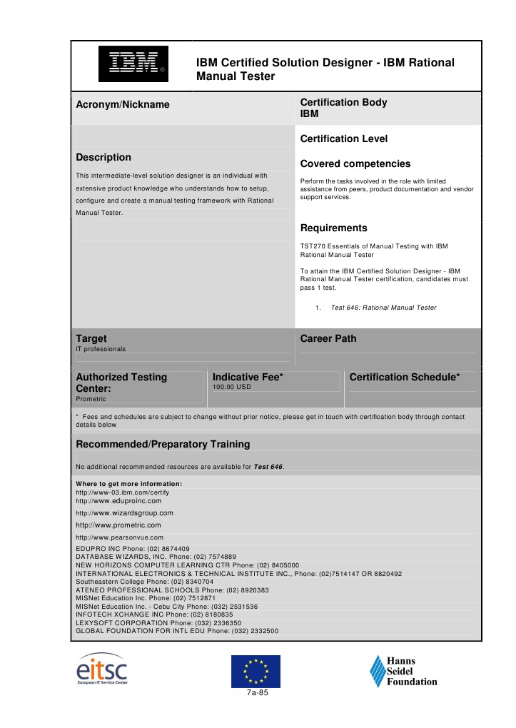 Ibm Certified Solution Designer Ibm Rational Manual Tester | PDF