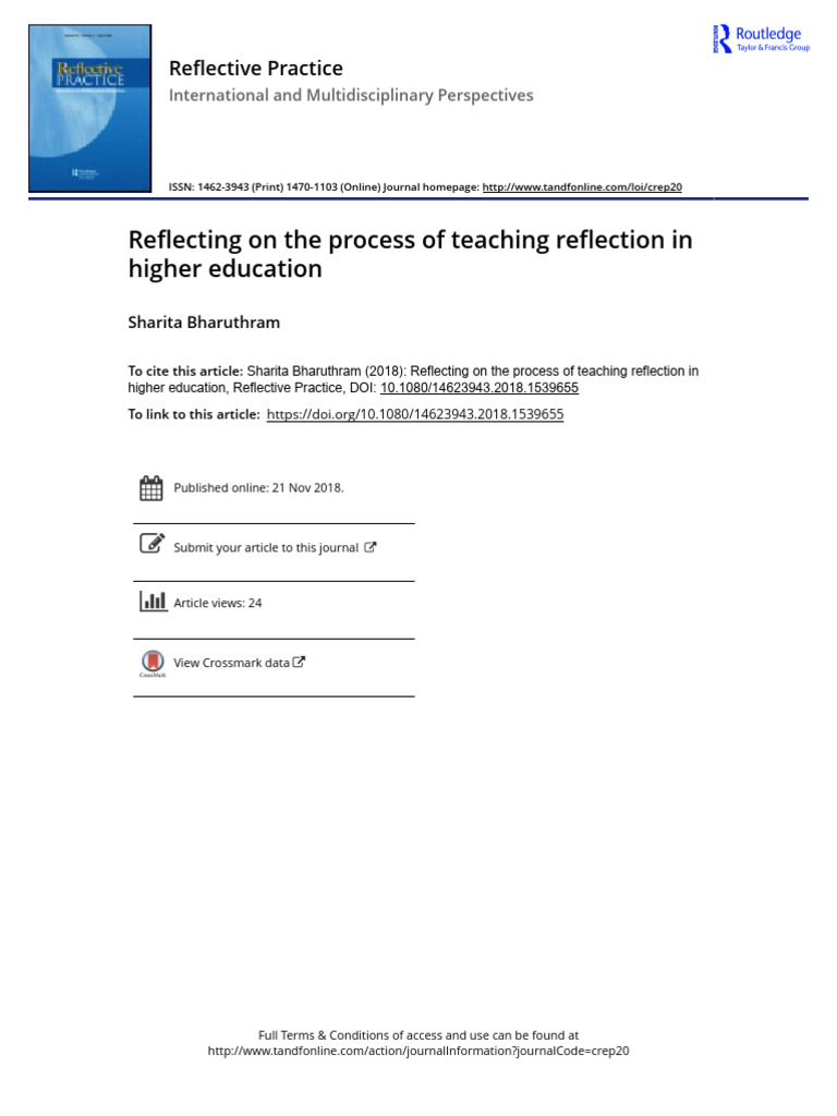 Reflecting on the process of teaching reflection in higher education ...