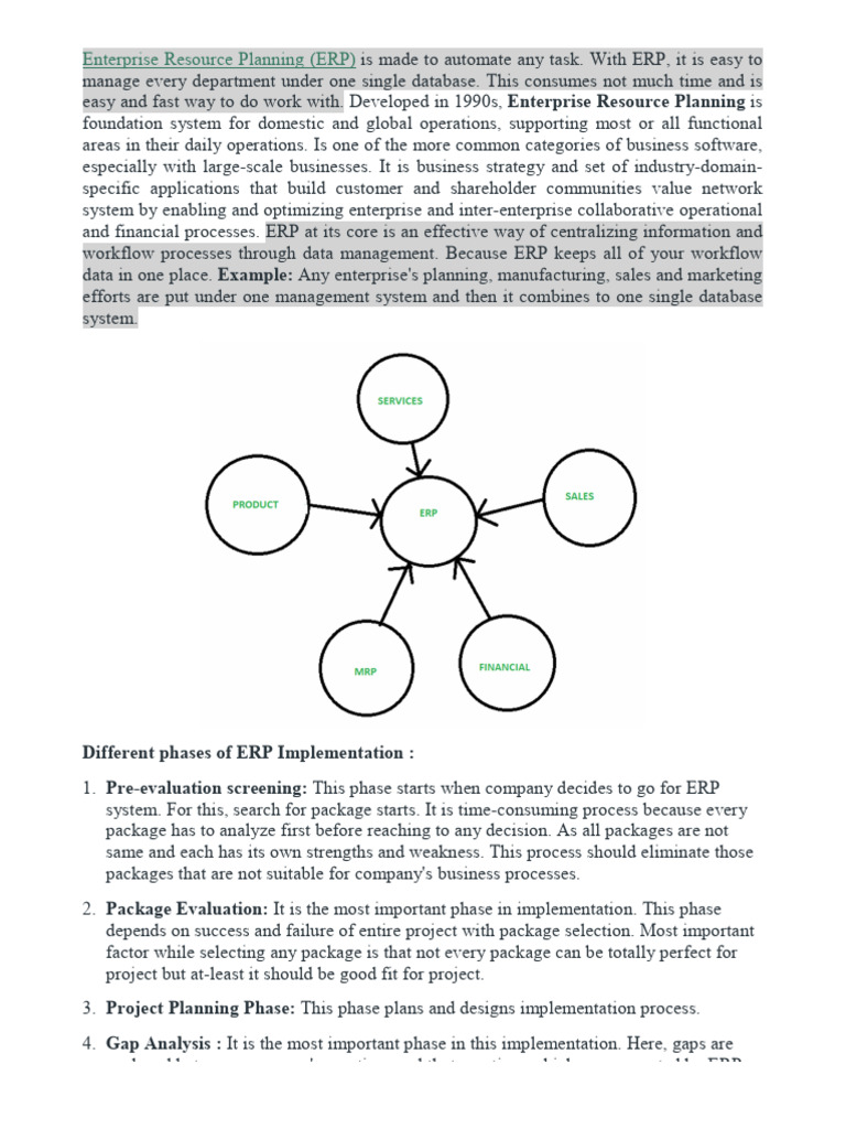 Enterprise Resource Planning (ERP) | PDF | Enterprise Resource Planning ...