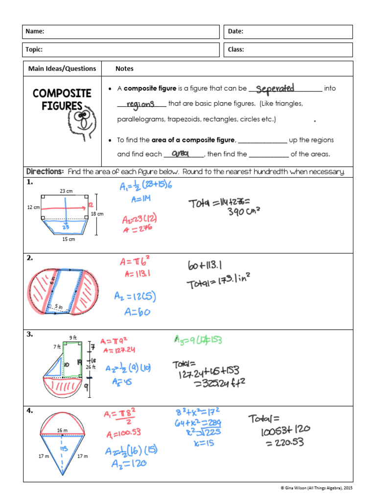 11.3+Composite+Figure+Notes+ +11.4+Shaded+Region+Notes | PDF | Area ...