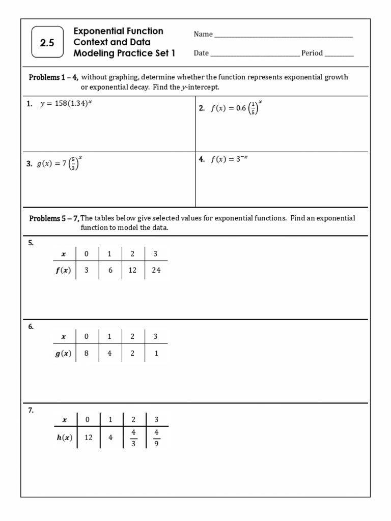 Practice 2.5R-Exponential Function Modeling-2 | PDF | Function ...
