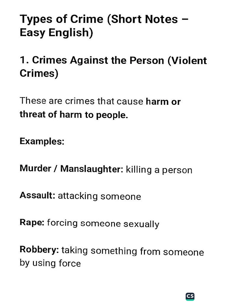 Types of Crimes | PDF