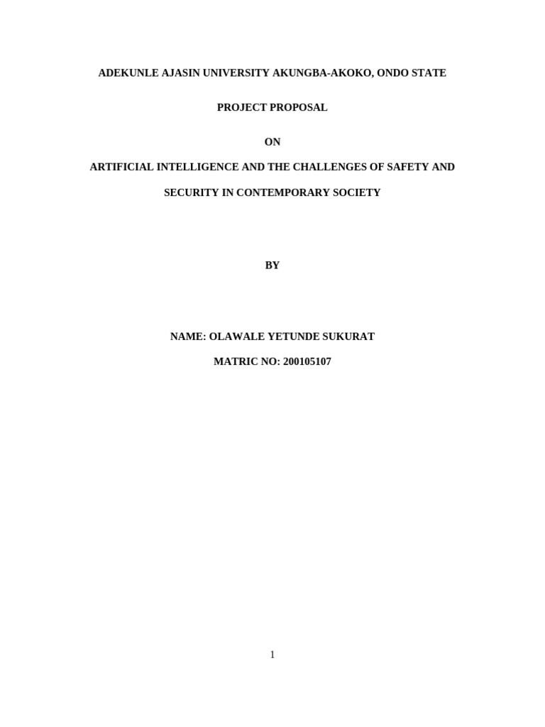 ADEWUMI PROJECT PROPOSAL 0000 | PDF | Artificial Intelligence ...