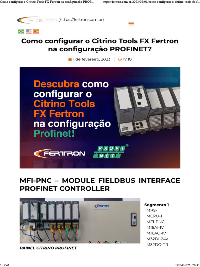 Como Configurar o Citrino Tools FX Fertron Na Configuração PROFINET ...