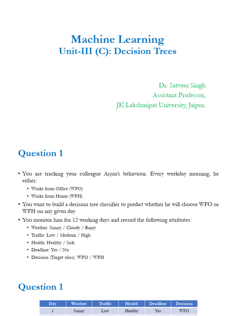 Decision Tree Problems | PDF | Statistical Classification | Algorithms ...