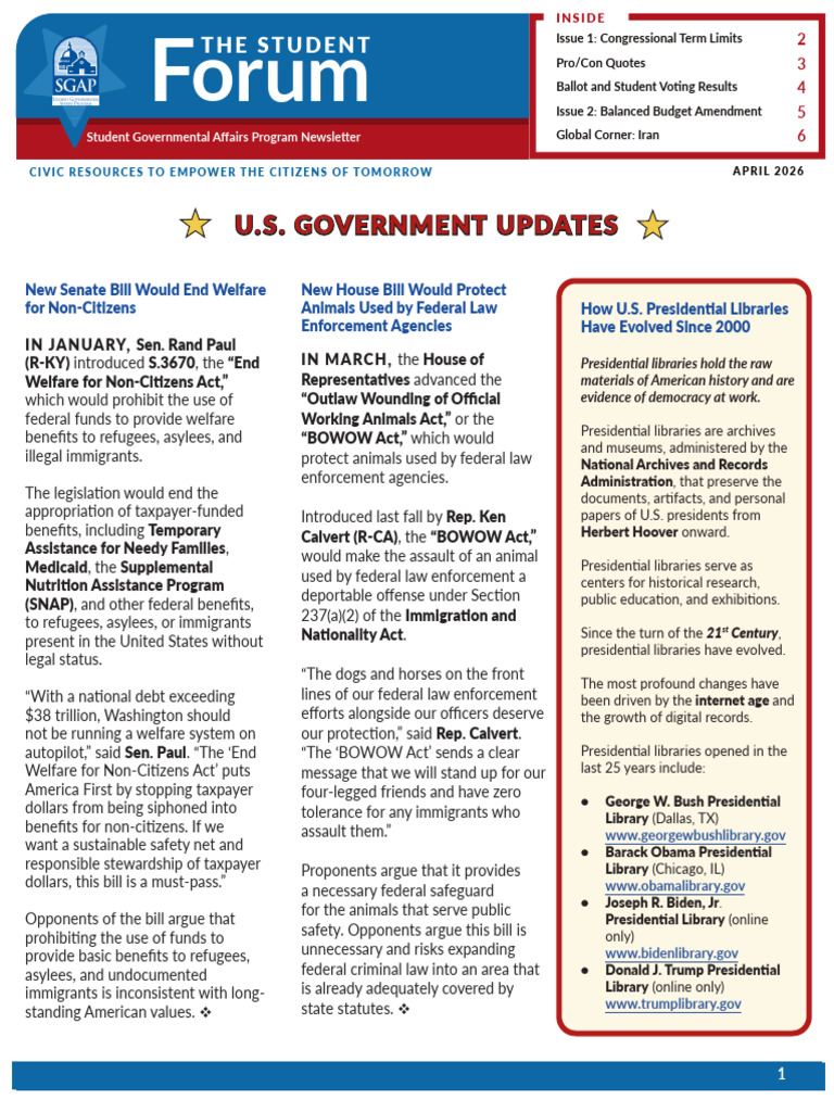 April 2026 SGAP Newsletter | PDF | Balanced Budget Amendment | United ...
