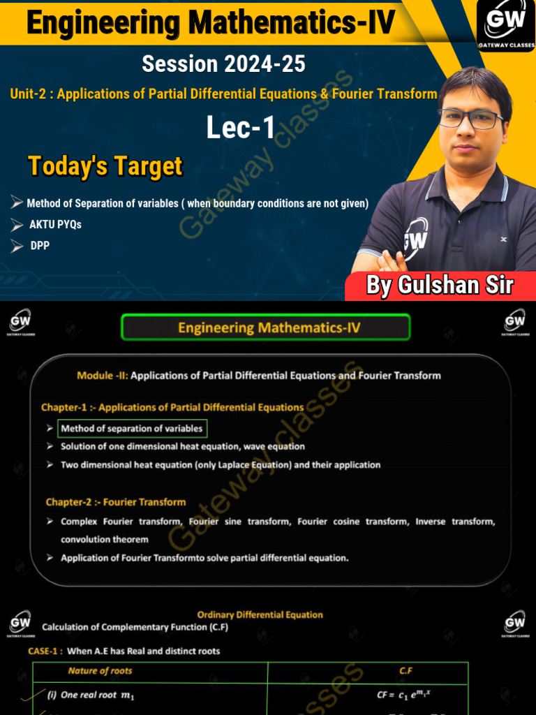 Eng. Maths-4 Unit-2 Notes (Gateway Classes) | PDF | Fourier Transform ...