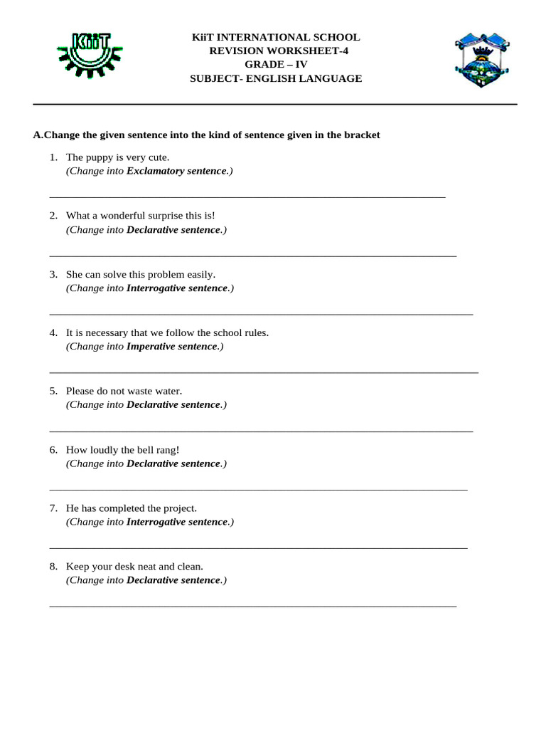 REVISION-4 LANGUAGE-GRADE 4-ANNUAL (1) | PDF | Sentence (Linguistics ...