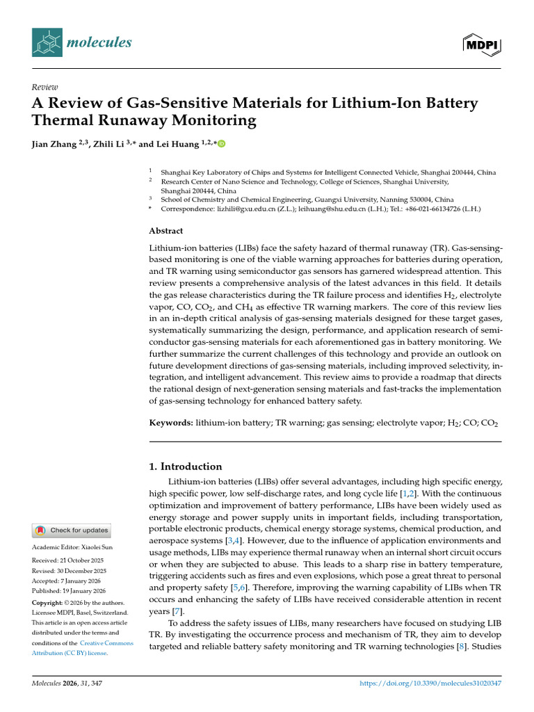 Gas-Sensitive Materials for Lithium Ion Battery | PDF | Anode | Lithium ...