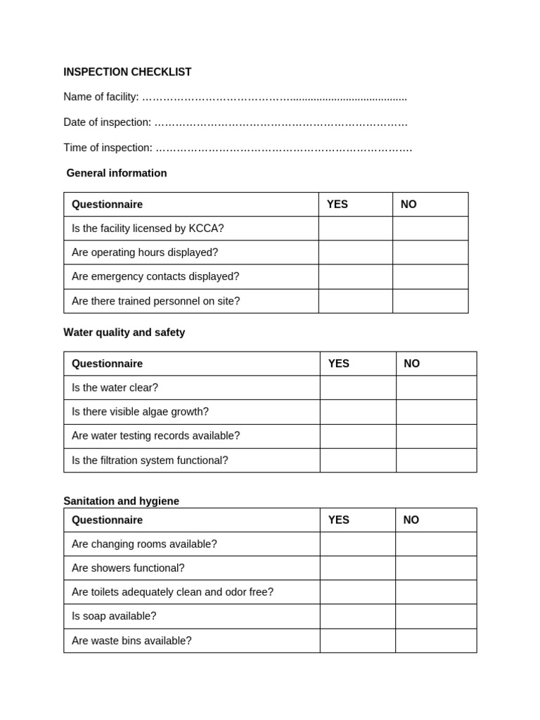 Inspection Checklist Copy[1] | PDF