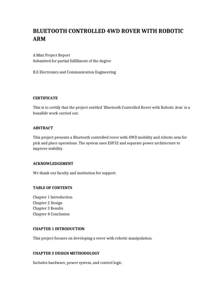 Bluetooth Rover Report | PDF